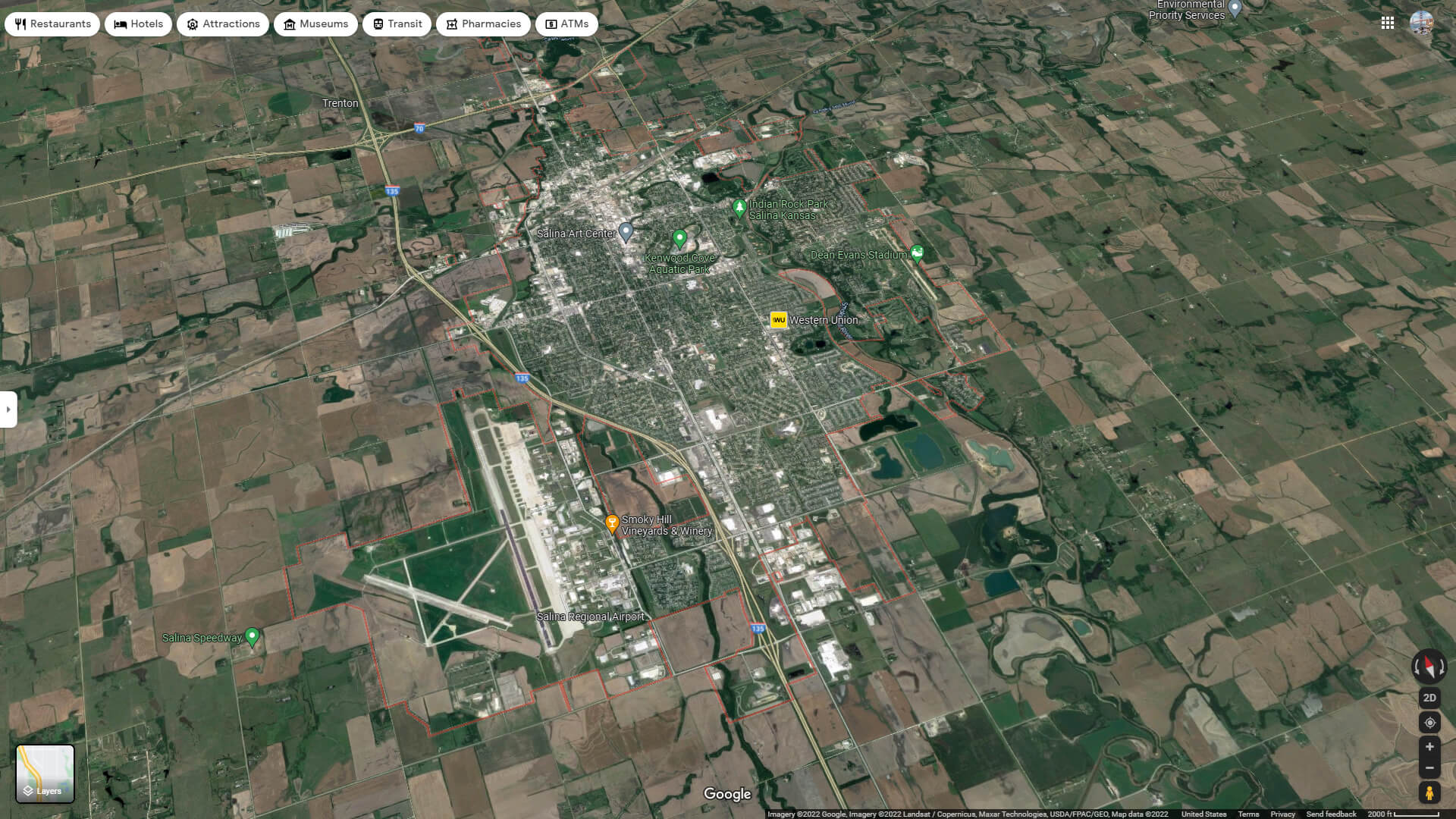Salina Aerial Map Kansas
